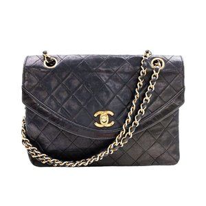 00371999# Chanel Shoulder Bag Matelasse Chain Black Lamb Skin